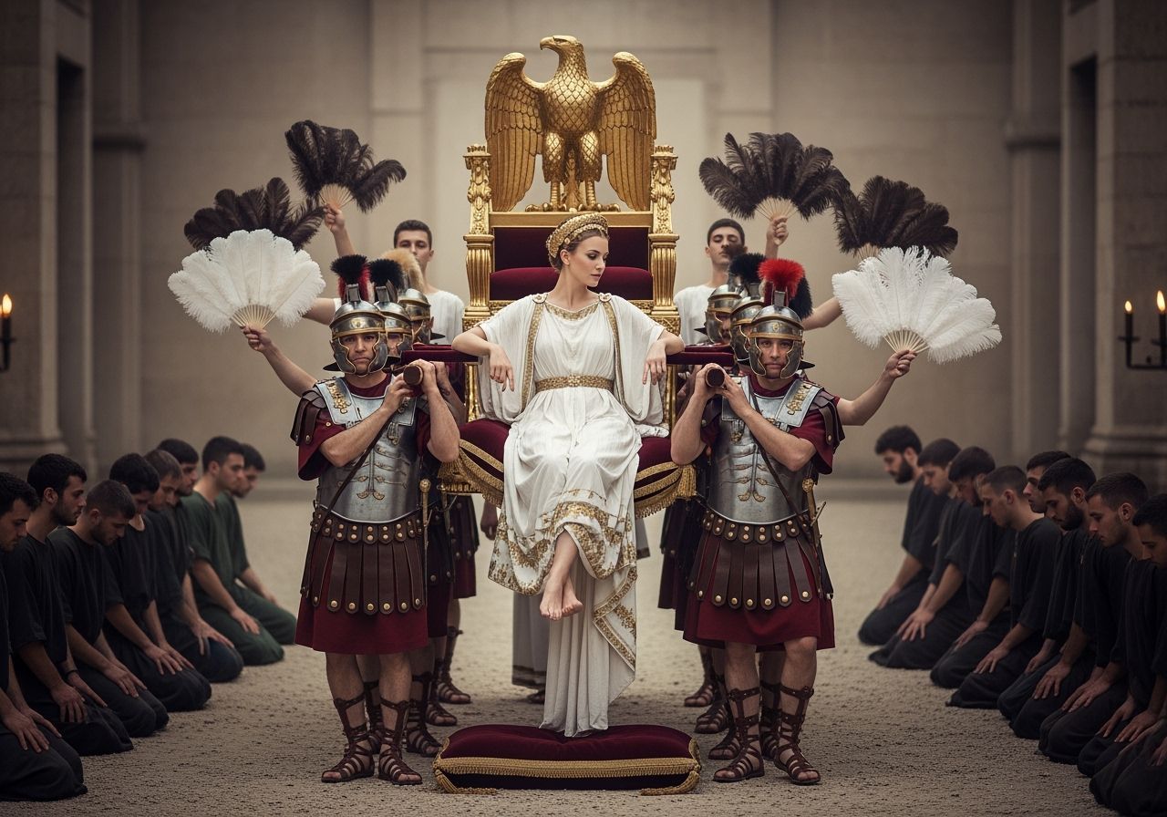 Roman Empress on Eagle Throne in Natural Lighting