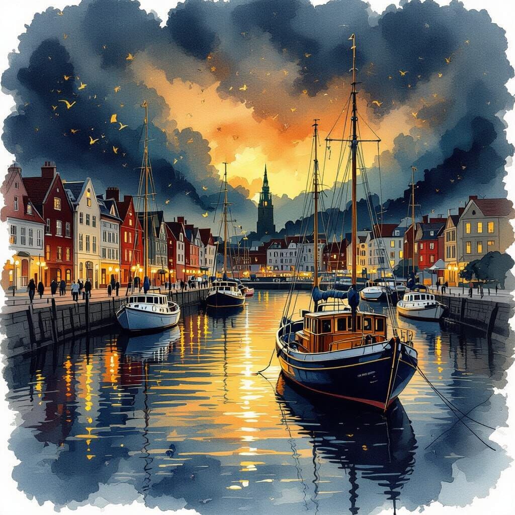 Evening atmosphere at the harbor