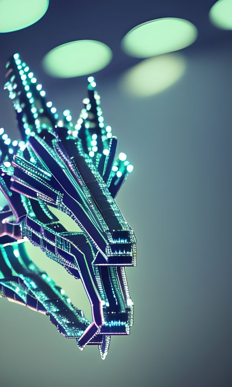 Diamond Dragon in Crystal Cave in Cyberpunk Style