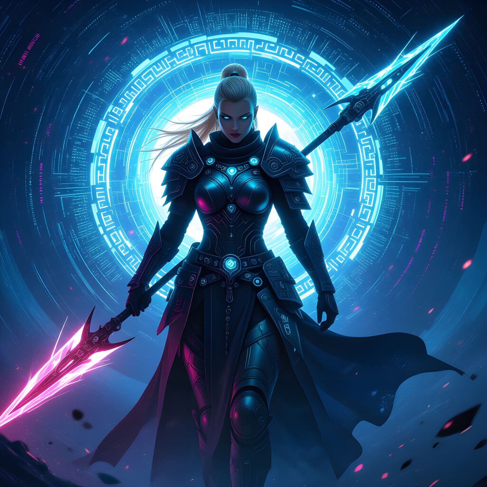 Cyberpunk Valkyrie with Energy Spear