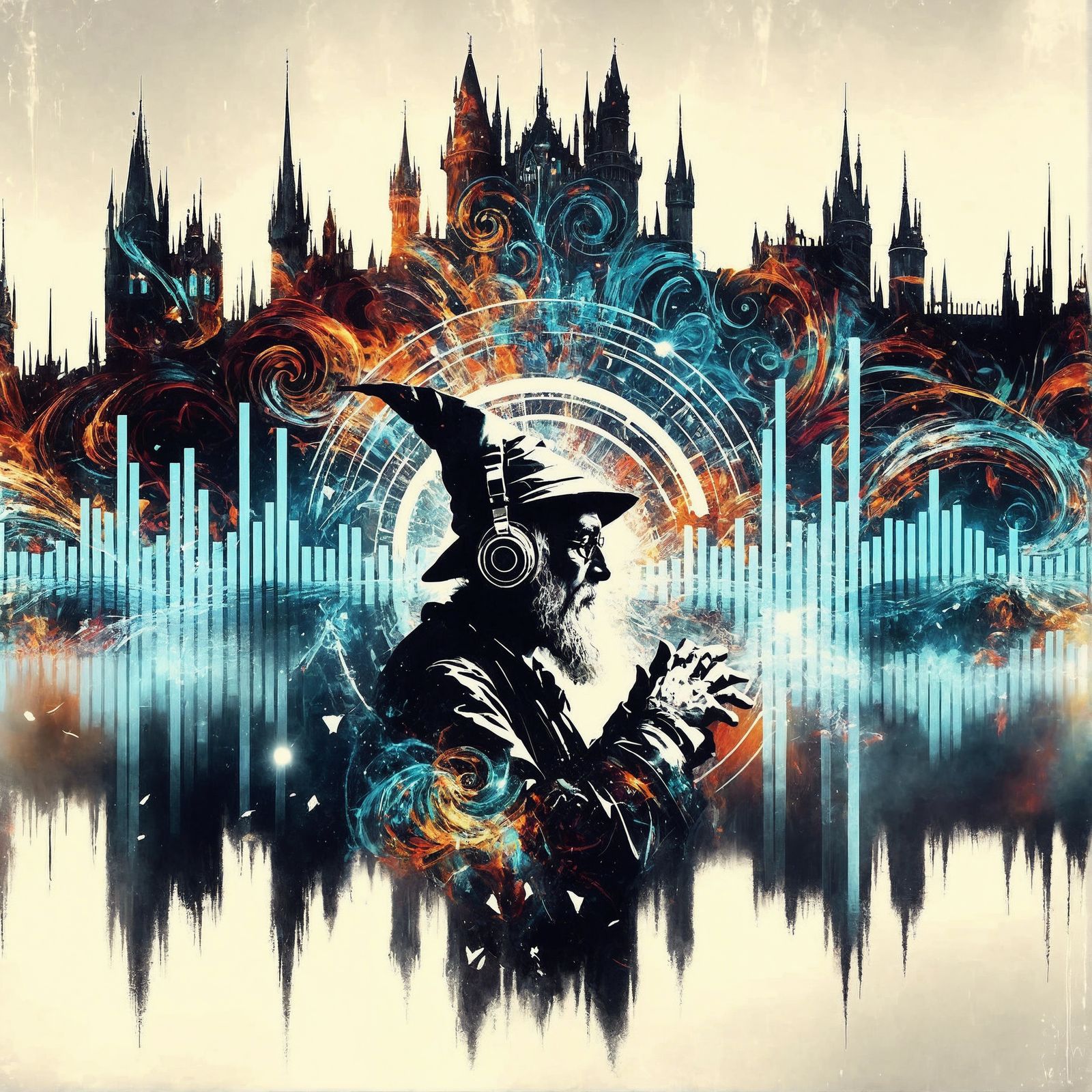 Magical School Castle Soundwave in Street Art Style