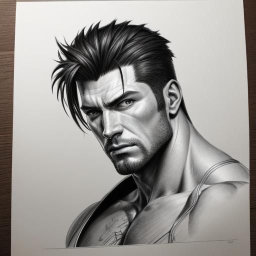 Hyperrealistic Pencil Drawing of a Muscular Man