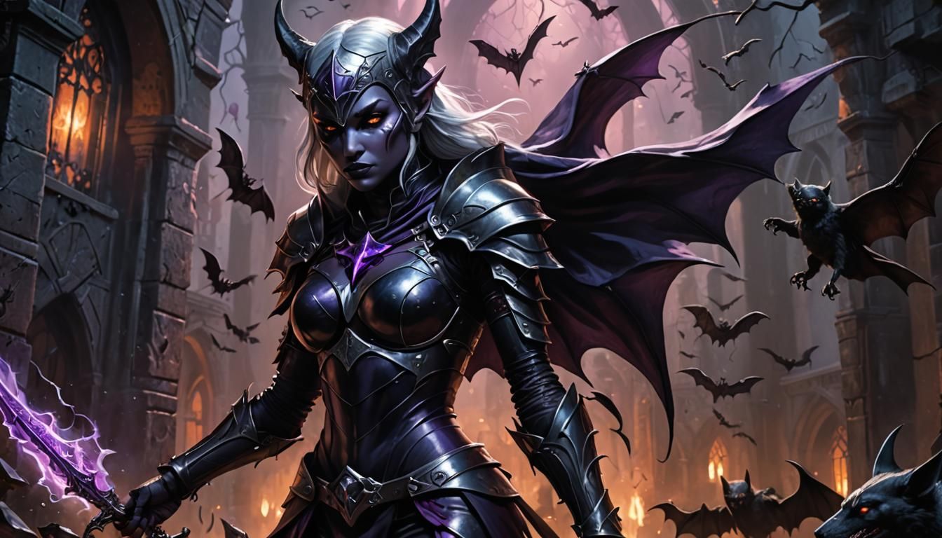 Drow Sorceress in Dark Fantasy Art Style