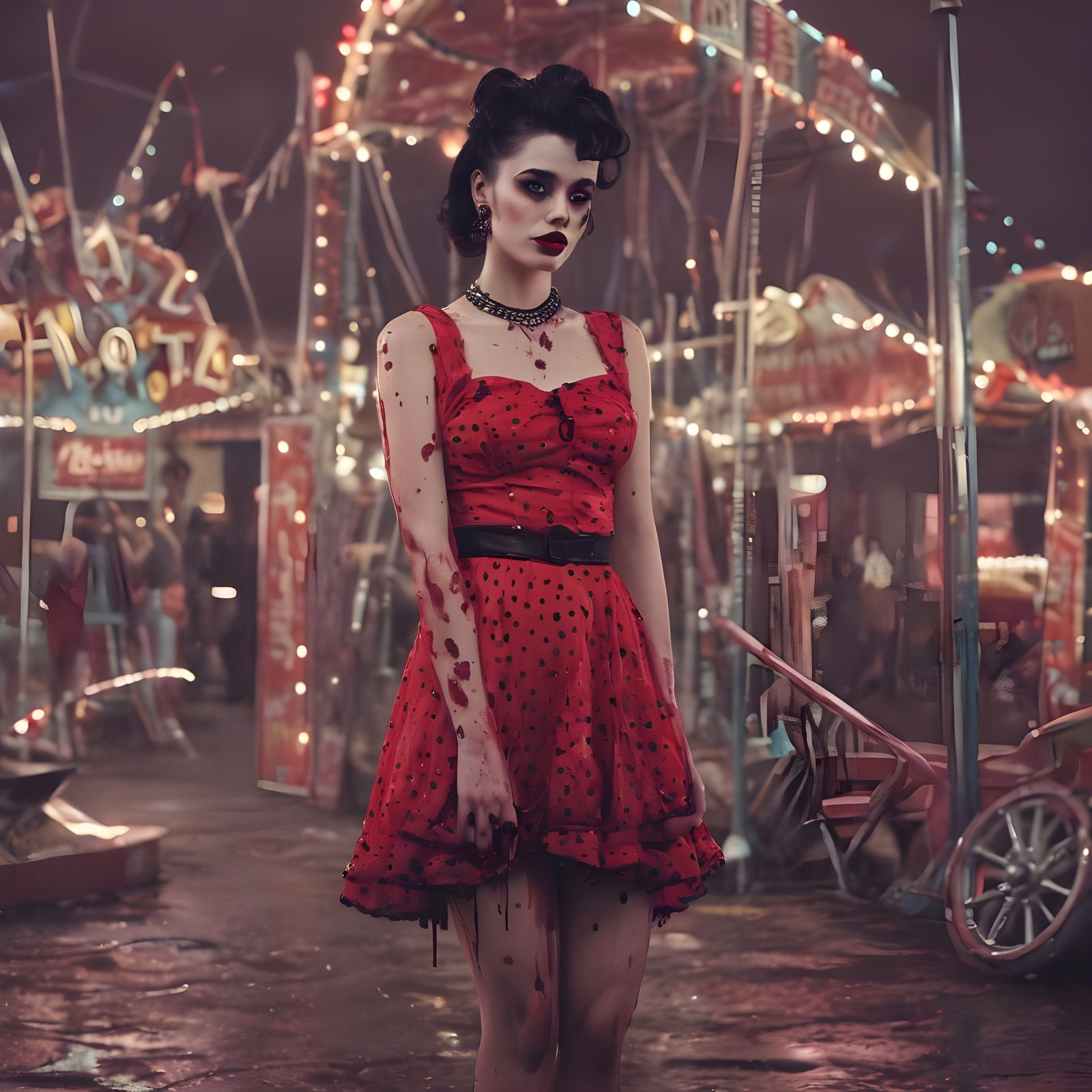 Zombie Rockabilly Pin-Up at Retro Fair