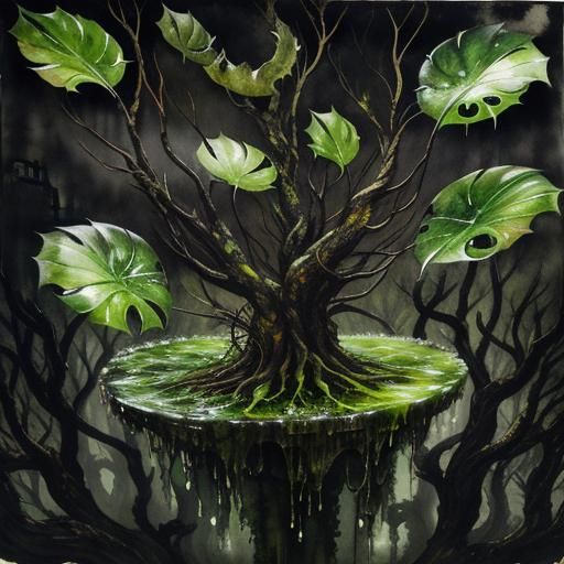 Surreal Root Creature in Dystopian Cityscape: Double Exposur...