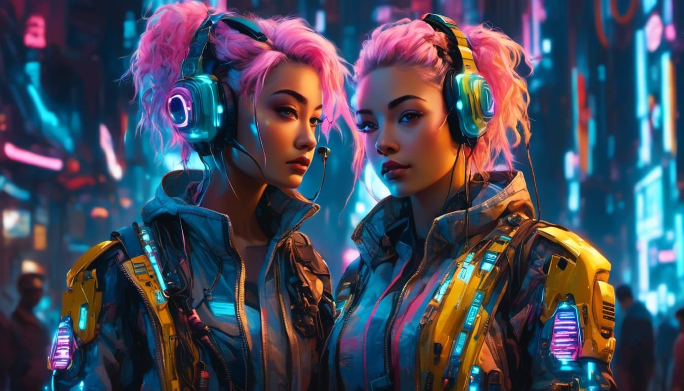 Cyberpunk Beauty in Neon Metropolis