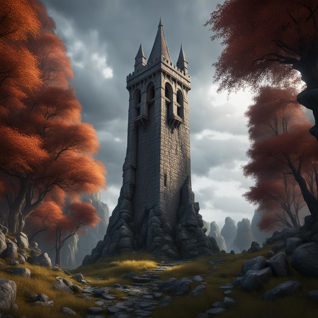 Medieval Tower in Forest: Fantasy Concept Art