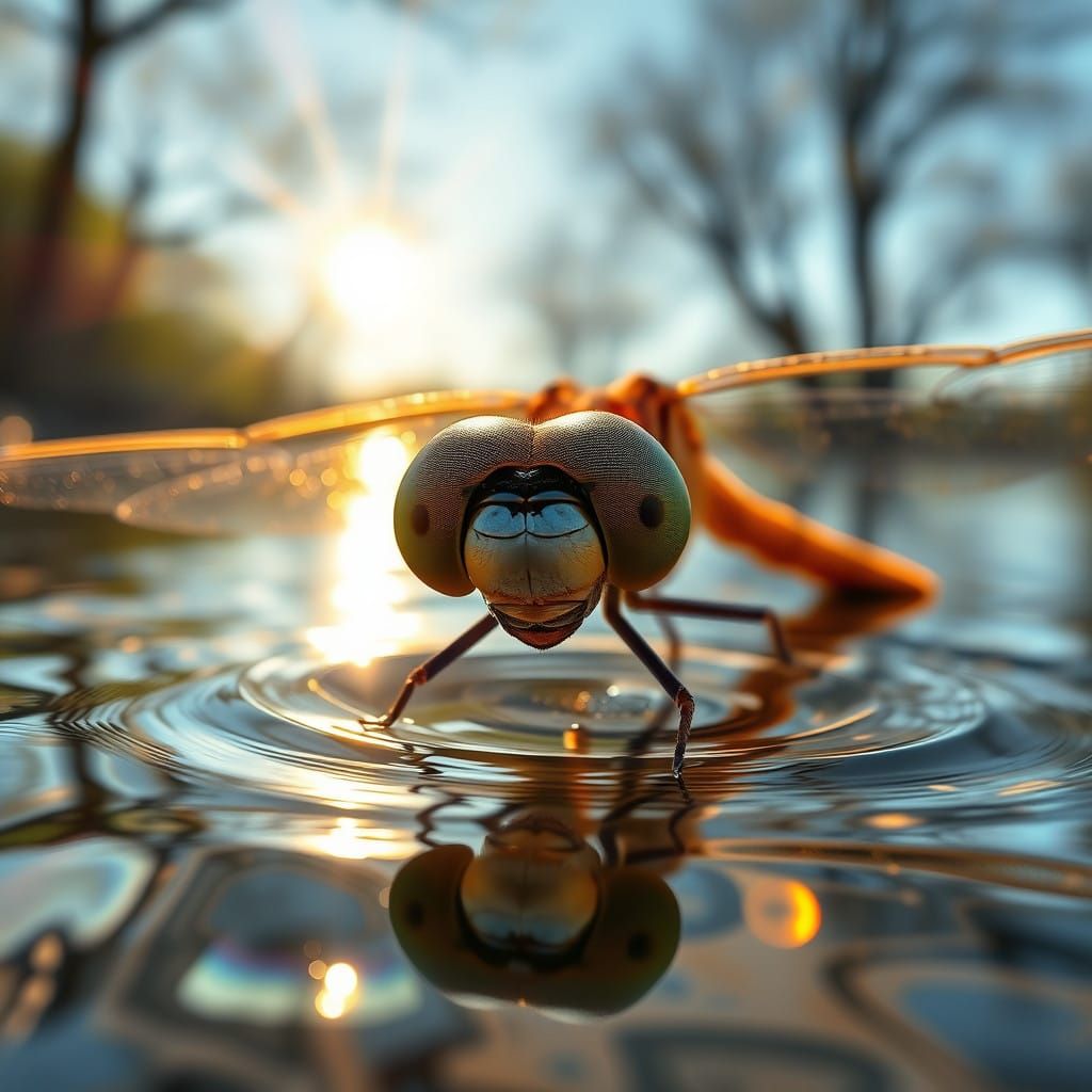 Dragonfly's Kaleidoscopic Gaze in Vibrant Photorealism