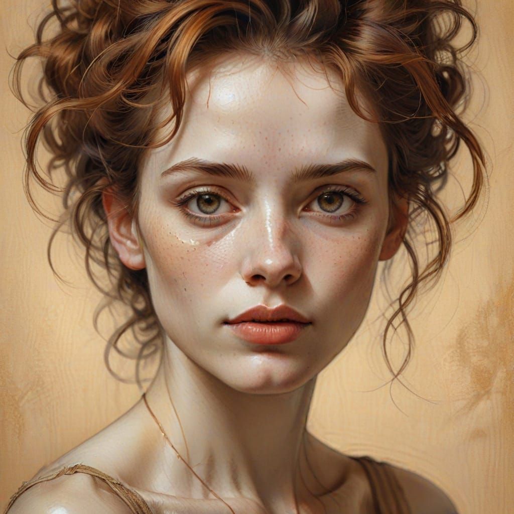 Surreal Pencil Portrait of a Woman with Faint Smile