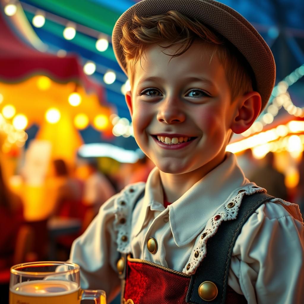 Happy Bavarian Boy at Oktoberfest, Fine Art Portrait