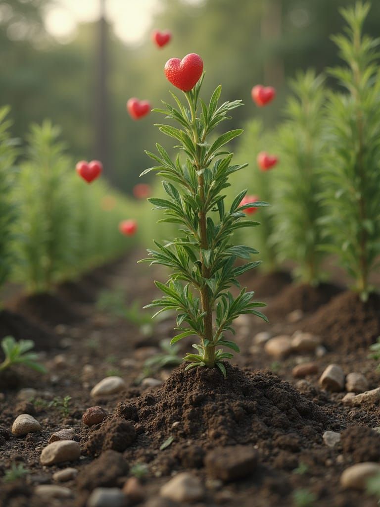 Fantasy Garden with Heart-Shaped Rosemary in Equatorial Guin...