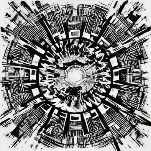 Tattoo Art Suns and Waves in Charcoal Style