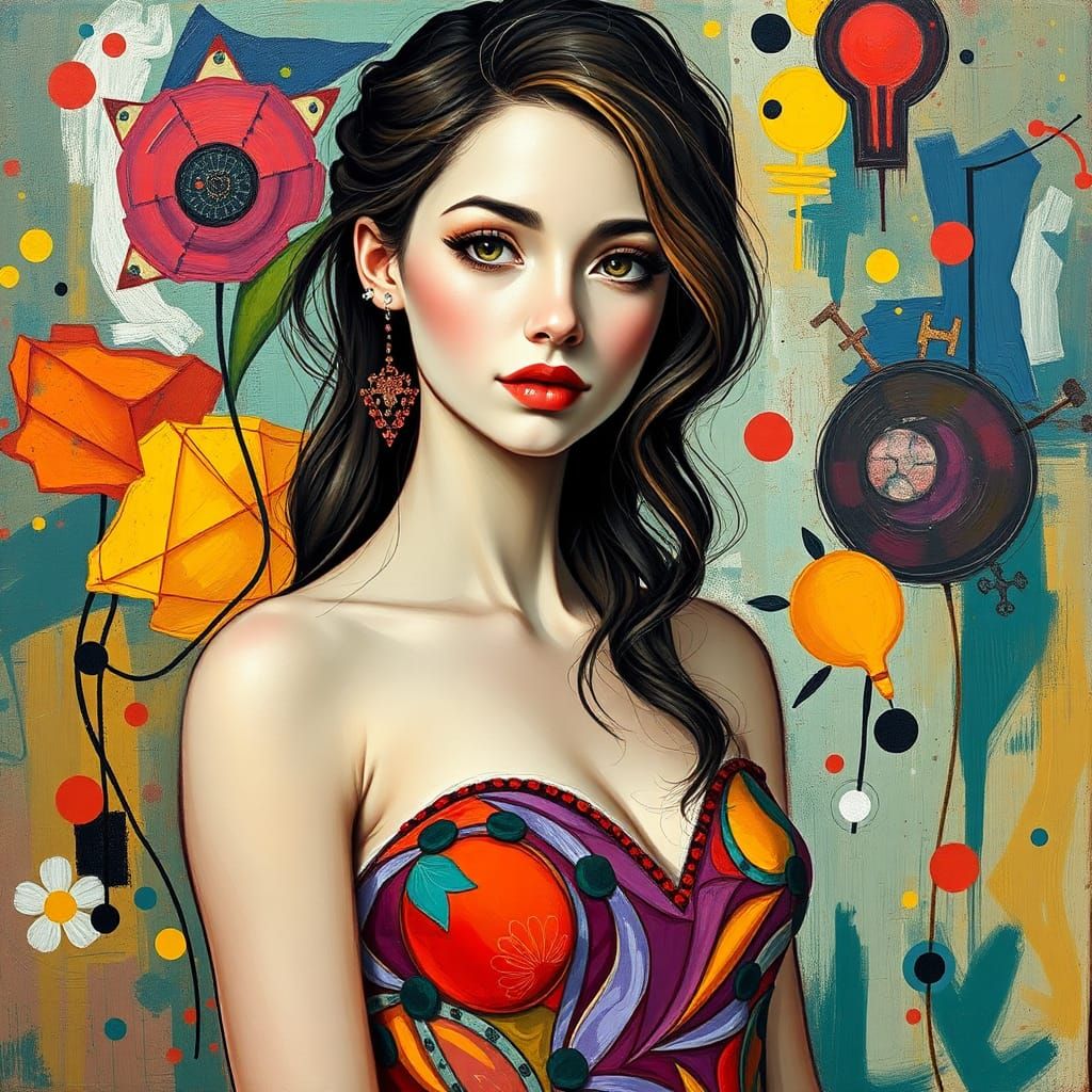 Elegant Woman in Abstract Expressionist Style