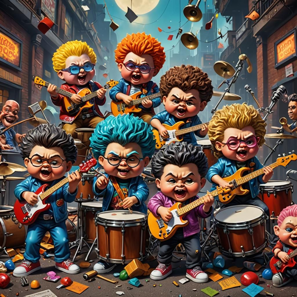 Garbage Pail Kids Band: Detailed Digital Art