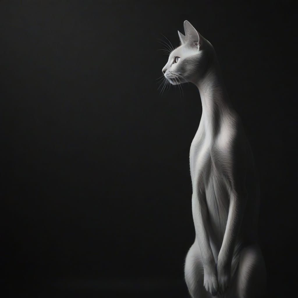 Elegant Cat Silhouette on Anthracite Background
