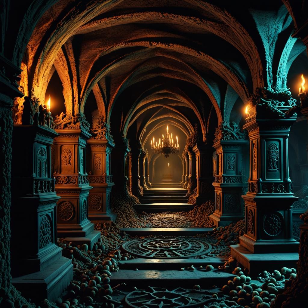 Eerie Catacombs: A Fantastical Matte Painting