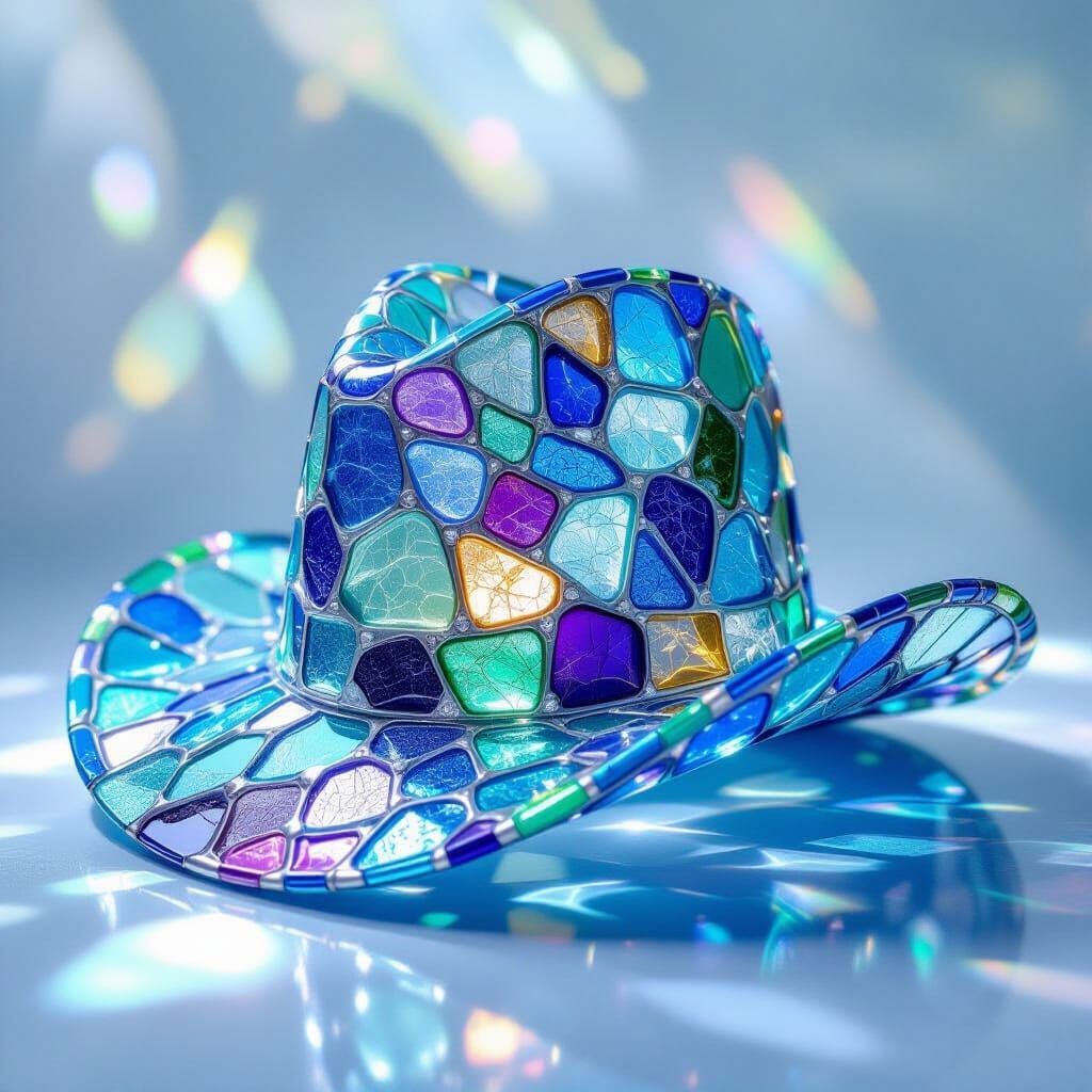 Whimsical Sea Glass Hat With Swirling Colors