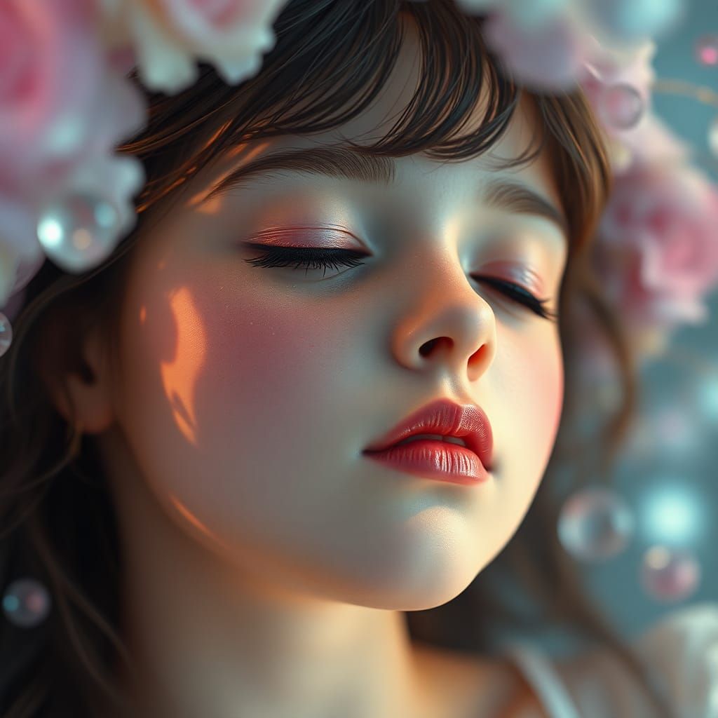 Sleepy Girl's Déjà Vu in Art Nouveau Style