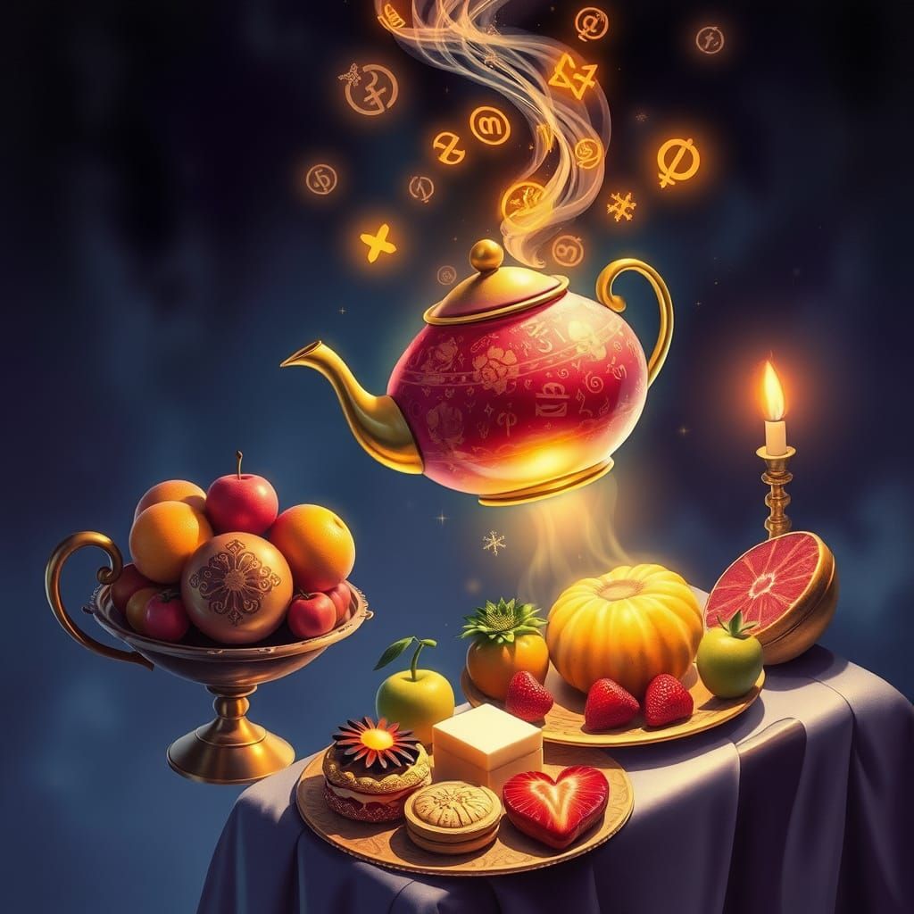 Enchanted Teapot and Levitating Feast in Magical Realism Sty...