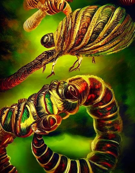 Surreal Hyperrealistic Silkworm Farming Splash Art