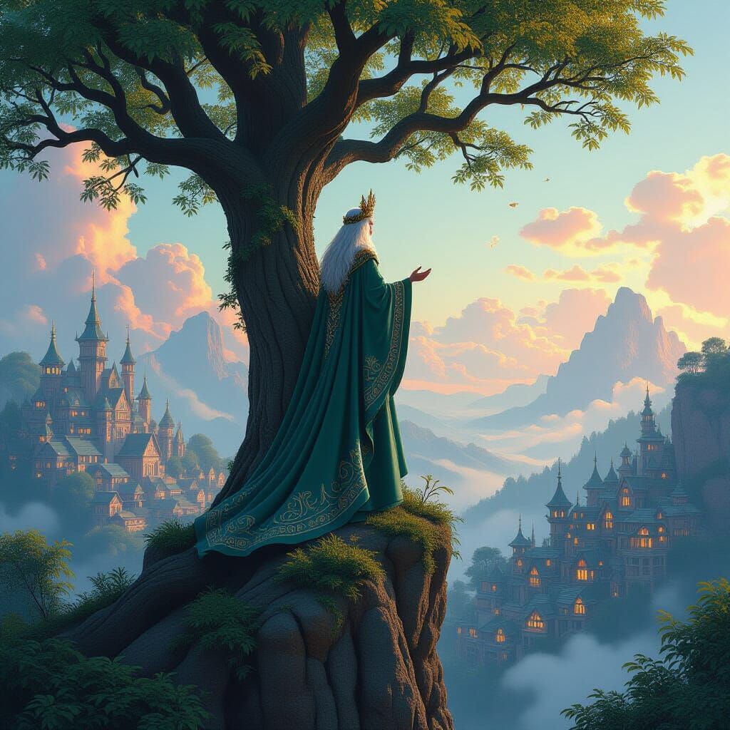 Nature Fairy King Overlooking Fairy Village