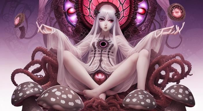 Surreal Fusion: Spider, Kraken, Mushroom, and Mandala in Ani...