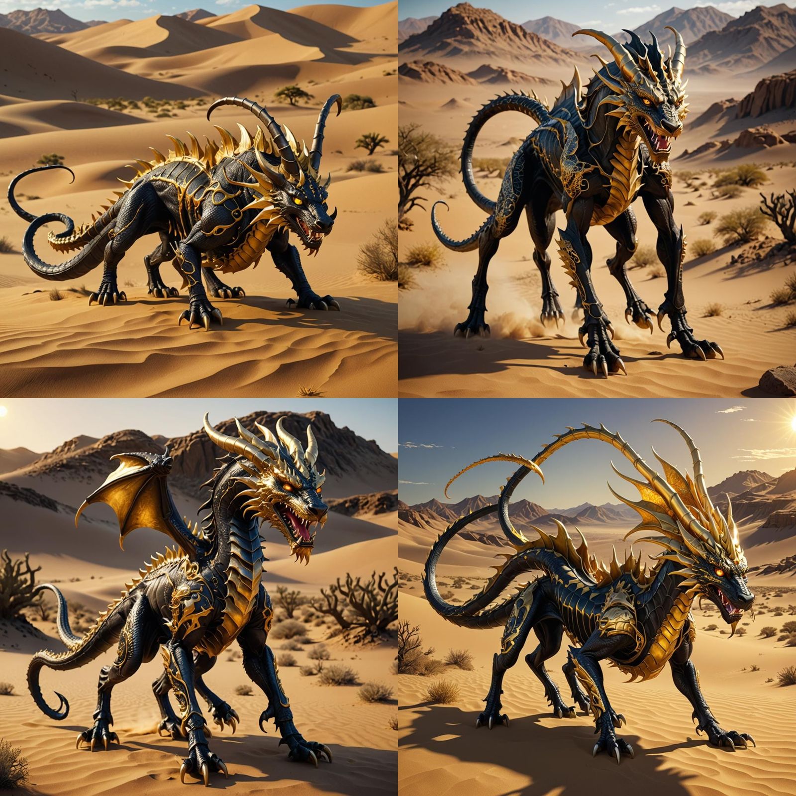 Displacer Beast Gold Dragon Hybrid in Arid Desert
