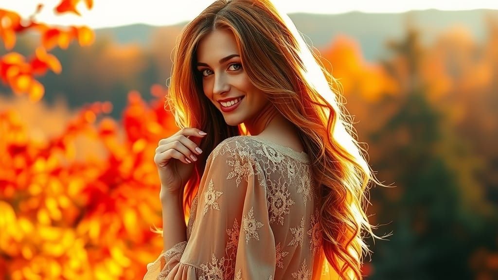 Female Tattoo Artist in Autumnal Setting as Graffiti Art