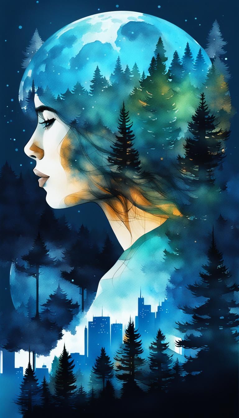 Between Two Worlds (Aia's Double Exposure Portraits Challeng...