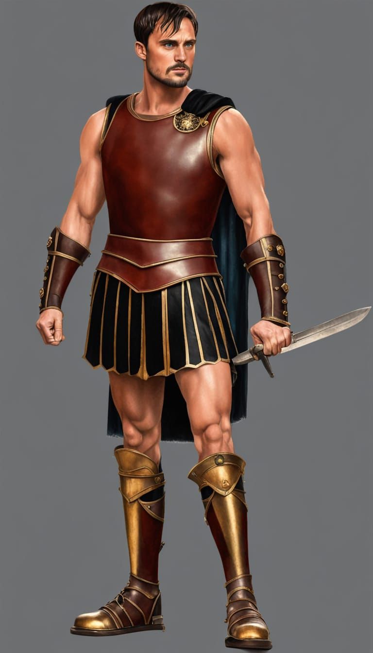 Roman General in Colosseum with Golden Legionaire Armor