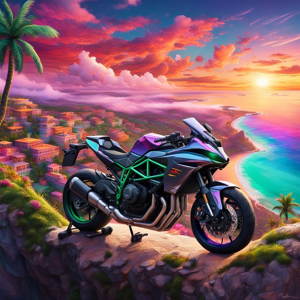 Ninja H2R Overlooking Tropical Vista