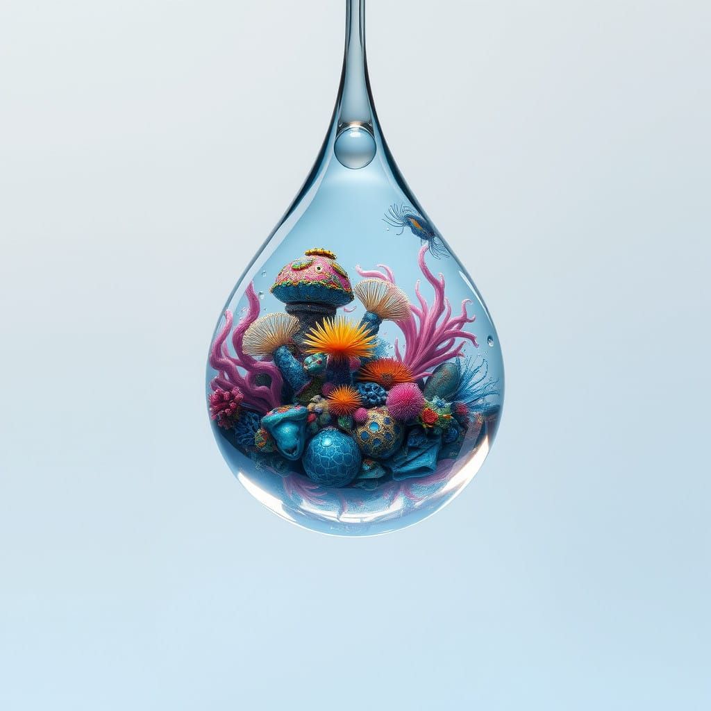 Surreal Waterdrop Universe in Vibrant Colors