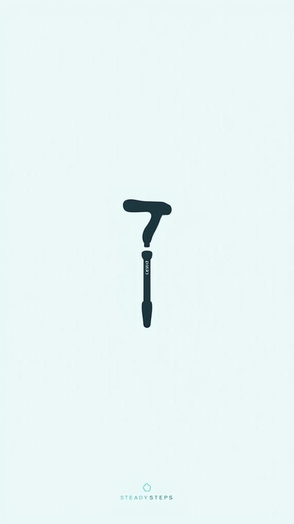 Modern Walking Stick Logo with Smart Sensor Icon
