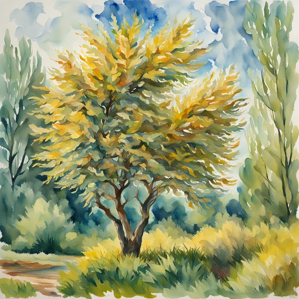 Pussy Willow in Gouache Watercolor Style