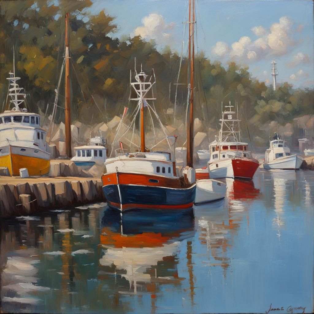 Distortion Harbor: Oil Painting in Gurney Style