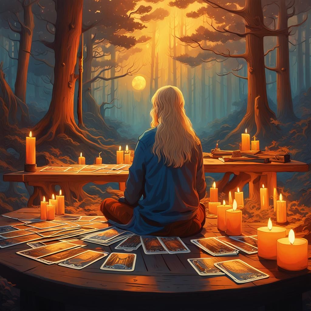 Phoenix Tarot Reader in Mystical Forest