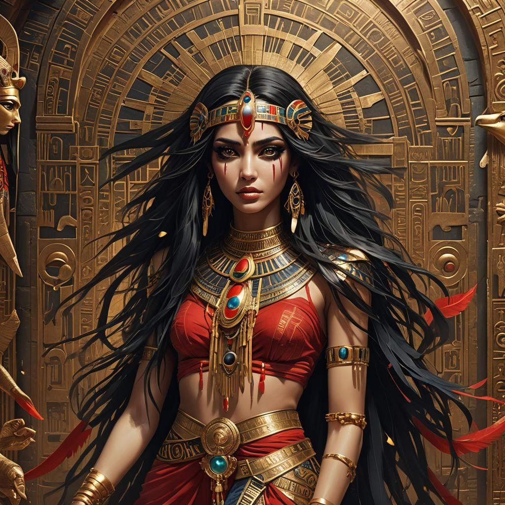 Egyptian Goddess with Red Eyes: Fantasy Concept Art