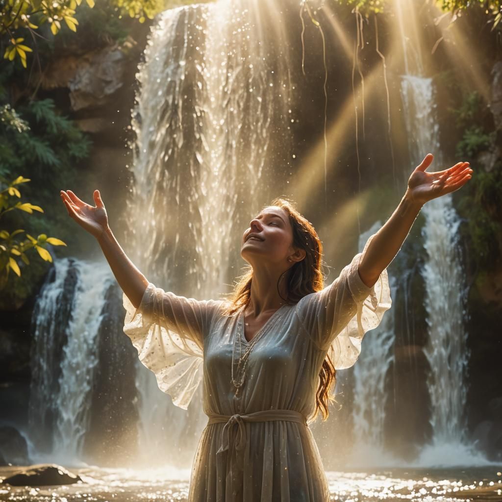 Ethereal Woman Praising God in Sacred Art