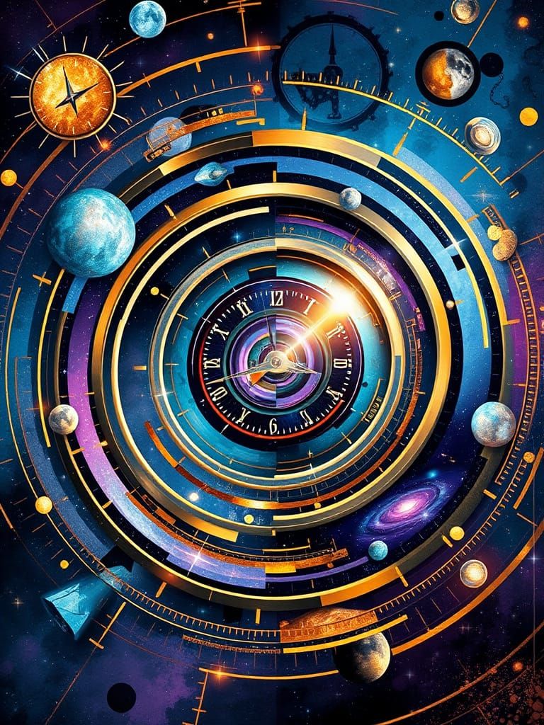 Cosmic Infinity in Futuristic Blues and Gold