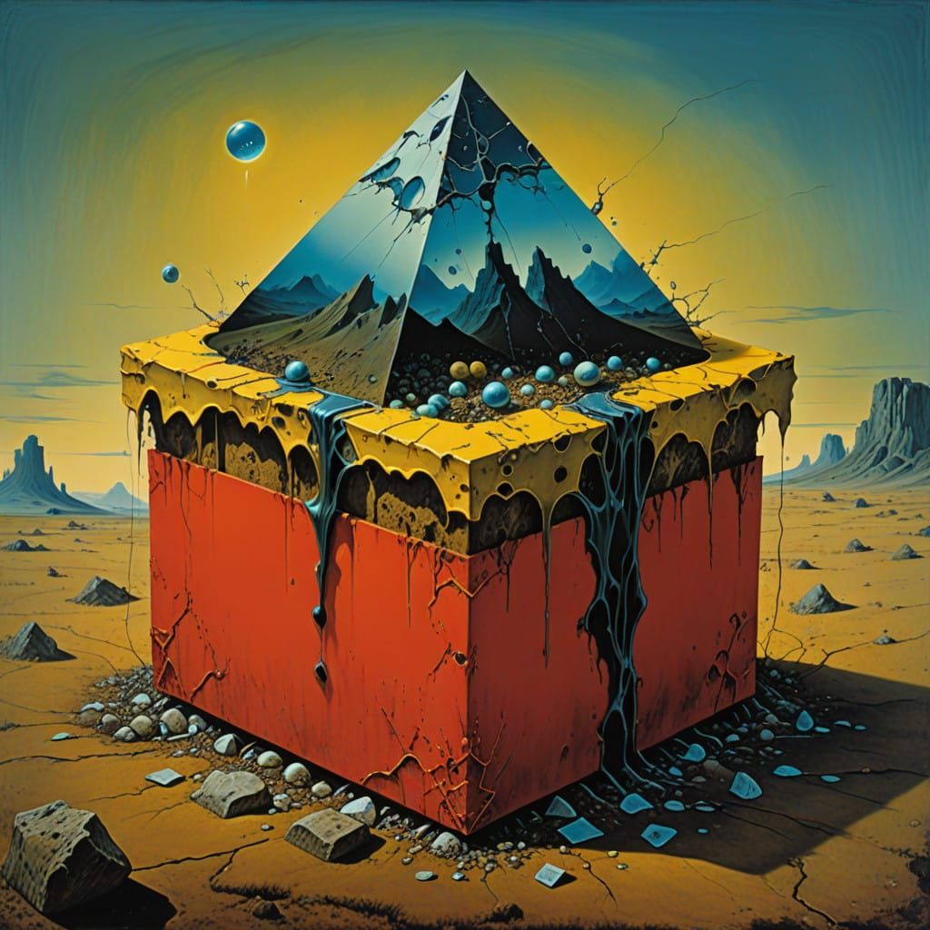 Surrealist Deterioration of a Yellow Metal Box