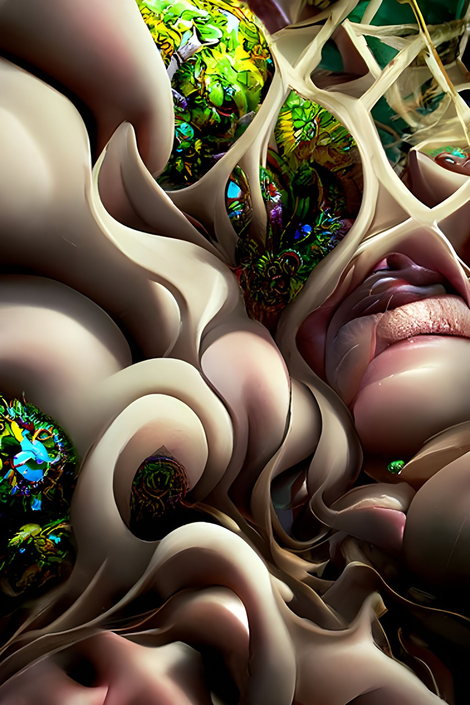 Iridescent Biological Fractals in Surreal Digital Painting