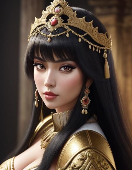 Sarmatian Beauty in Ancient Temple, Tamara DeLempicka Style