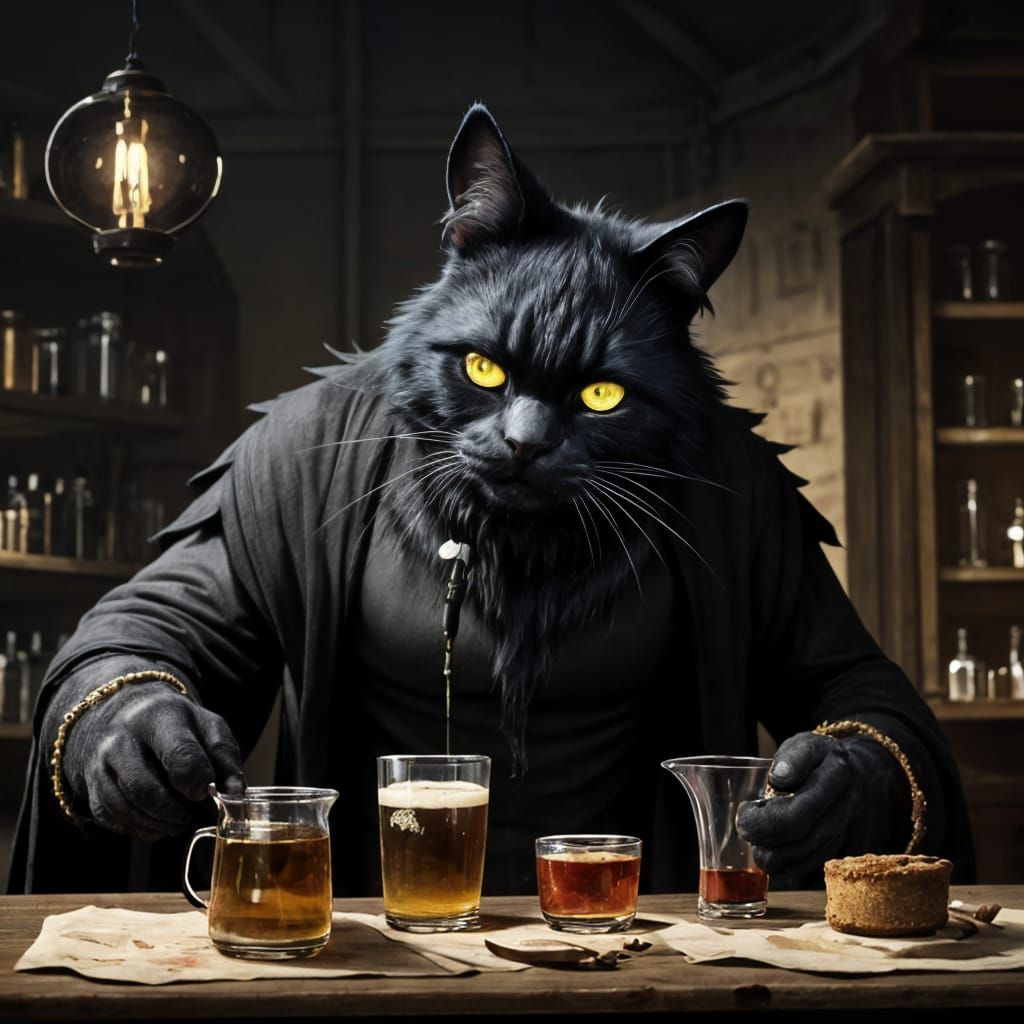 Mysterious Alchemist in Dimly Lit Laboratory