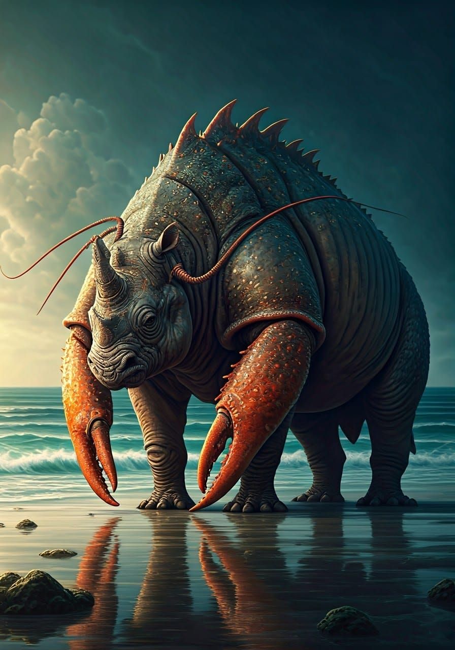 Lobster-Rhino Hybrid Creature Concept Art
