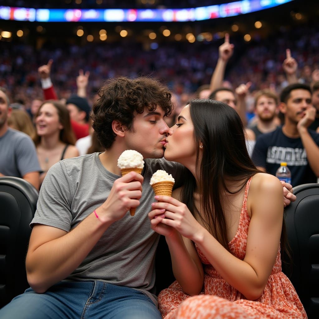 Alfie and Emilia's Whimsical NBA Kiss