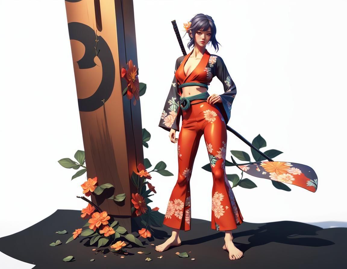 Hippy Ninja Superhero in 3D Anime Art Style