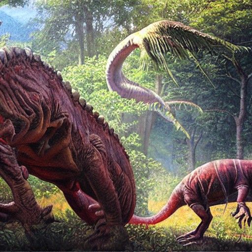 Jurassic Landscape as an Oil Painting