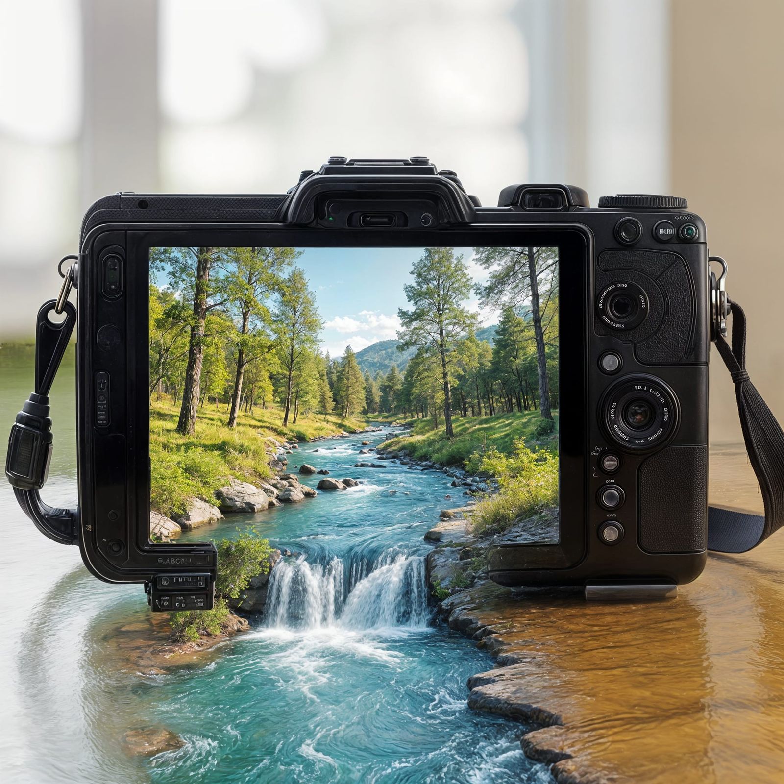 Surreal Camera Screen Flows with River and Trees