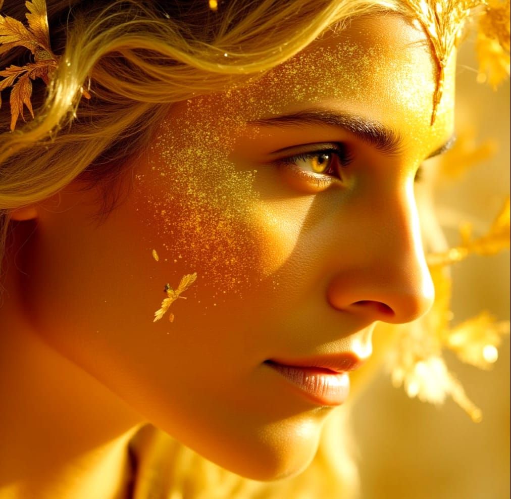 Apollo Portrait with Golden Harp and Birds