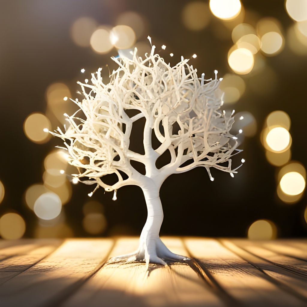 Magical White Tree with Golden Leaves in 16k